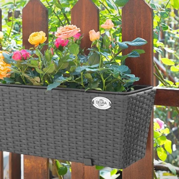 Deuba Ghiveci Polyrattan negru 2 buc