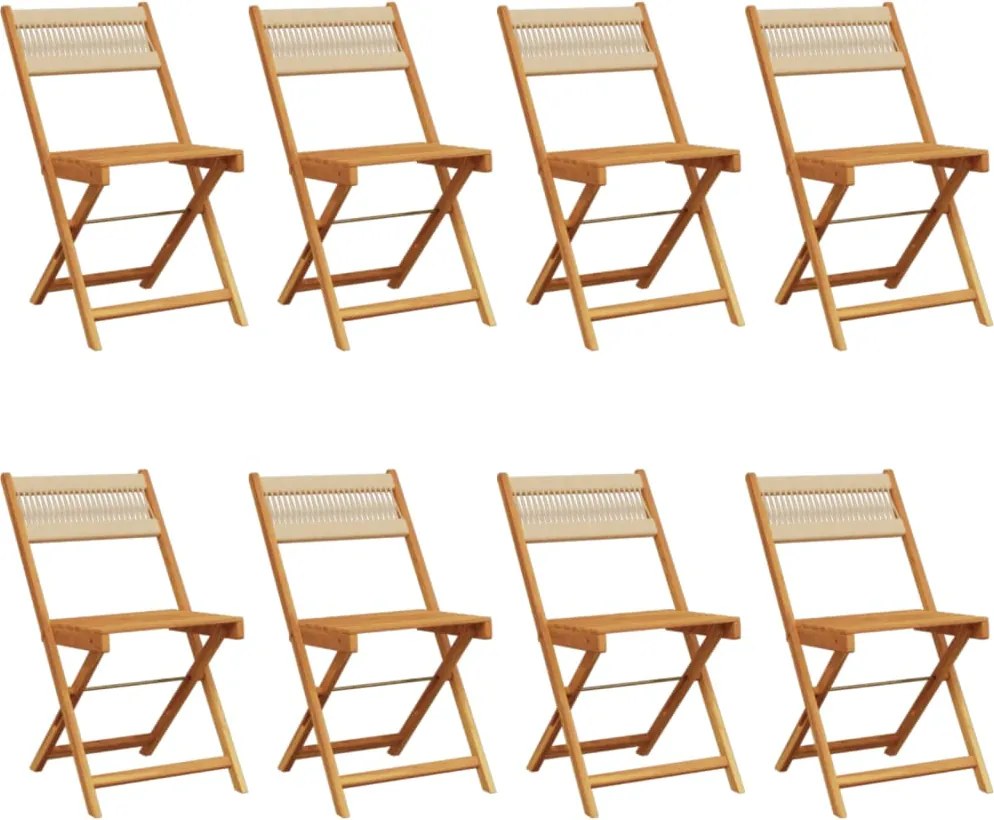 vidaXL Scaune de grădină pliabile, 8 buc., bej, lemn masiv acacia