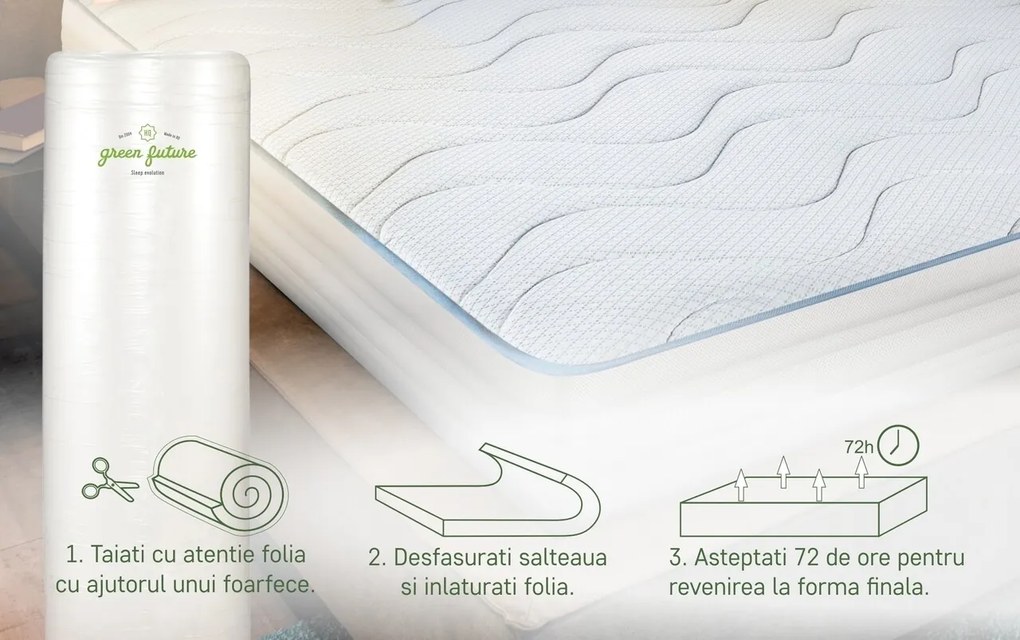 Saltea Argentum Therapy, Memory Arctic Gel, 120x190 cm, H 18 cm, Husa cu ioni de argint, Super Ortopedica, Anatomica