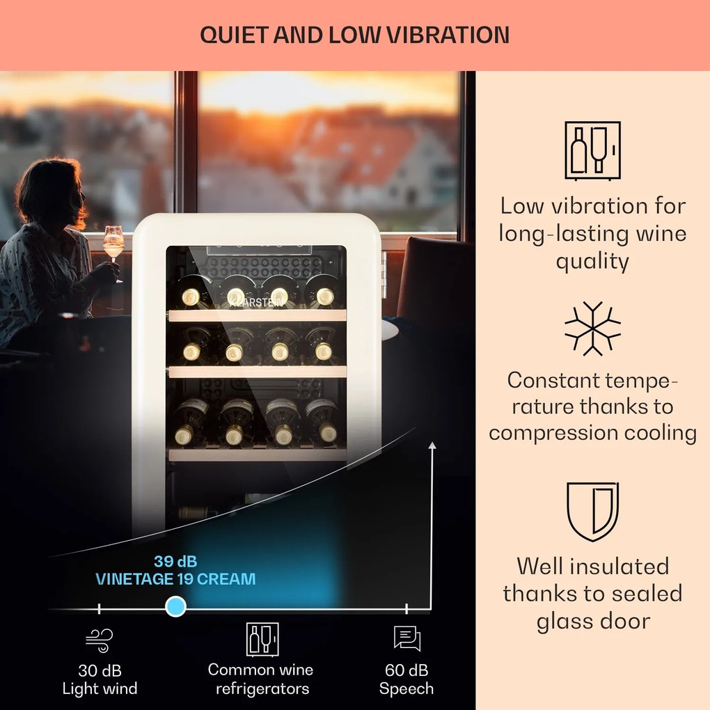 Vinetage 19 Uno, frigider pentru băuturi, 70 litri, 4-22°C, retro-design