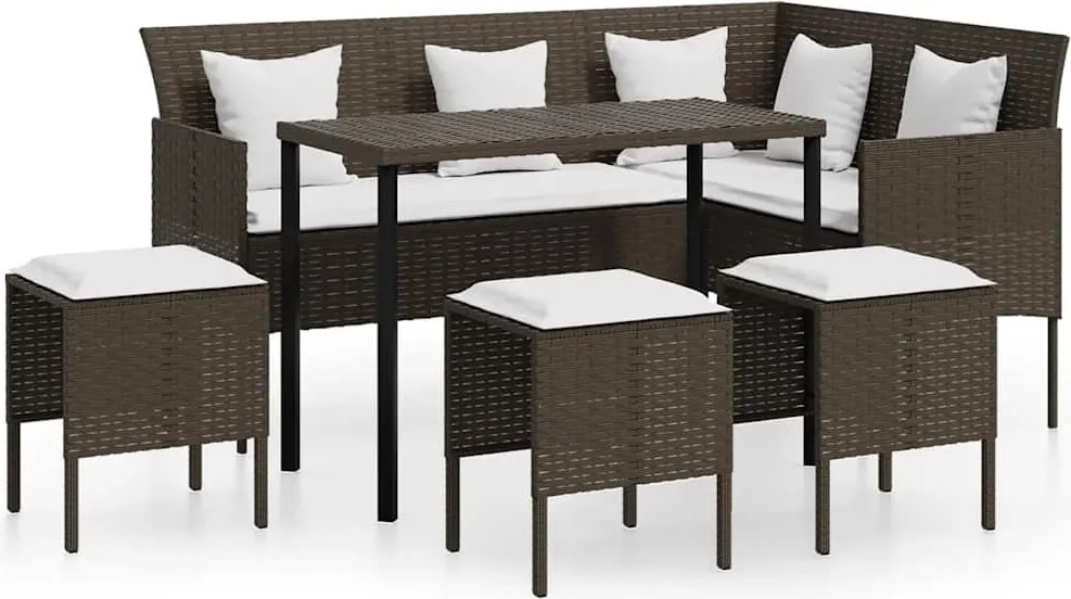 vidaXL Set canapele de grădină forma L cu perne 5 piese maro poliratan