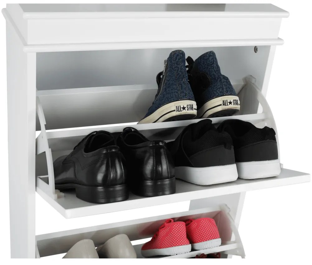 Pantofar, 3 compartimente, alb, mdf alb