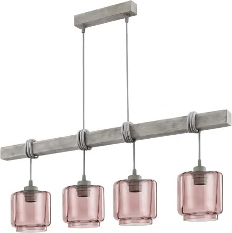 BRILAGI - Lustru suspendat pe cablu WOOD GLASS 4xE27/60W/230V pin/gri/bej fumuriu