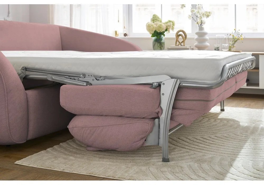 Canapea roz-deschis extensibilă 235 cm Cezanne – Bobochic Paris
