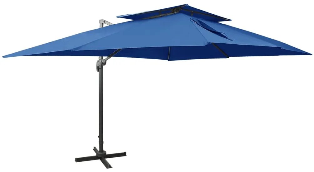 Umbrela suspendata, acoperis dublu, albastru azuriu, 400x300 cm
