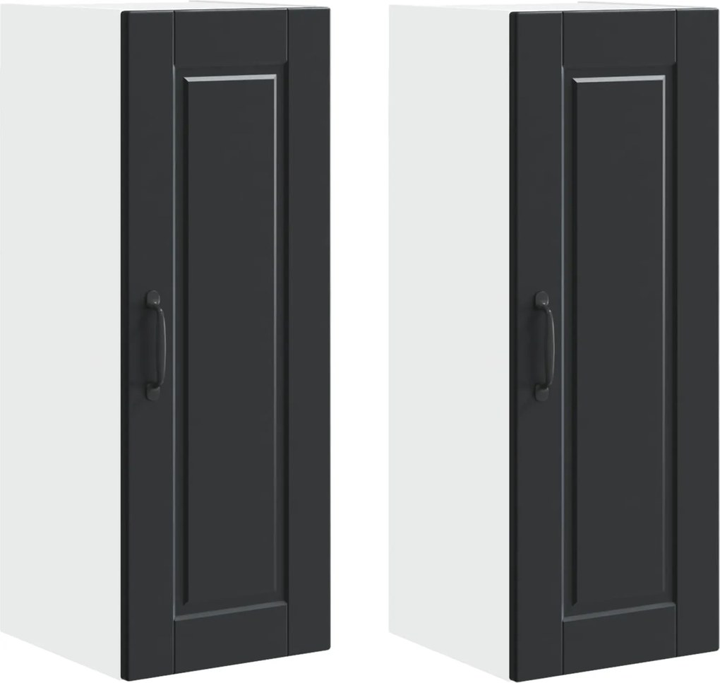 vidaXL Dulap de bucătărie 2 pcs Negru 30 x 31 x 80 cm Lemn compozit