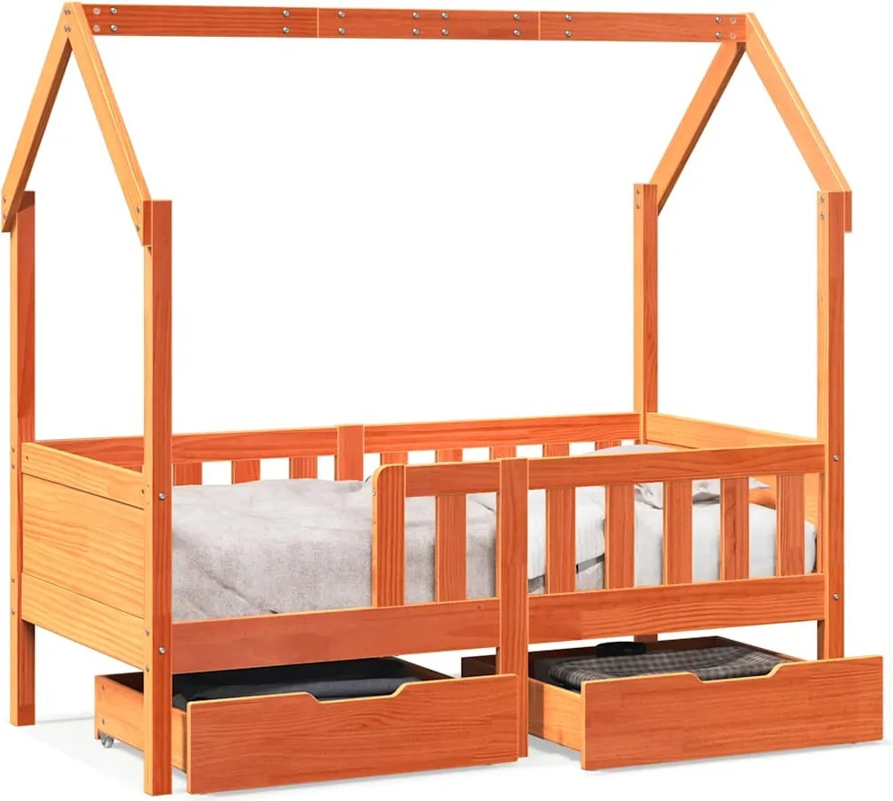 vidaXL Cadru de pat copii cu sertare, 80x170 cm, lemn masiv pin