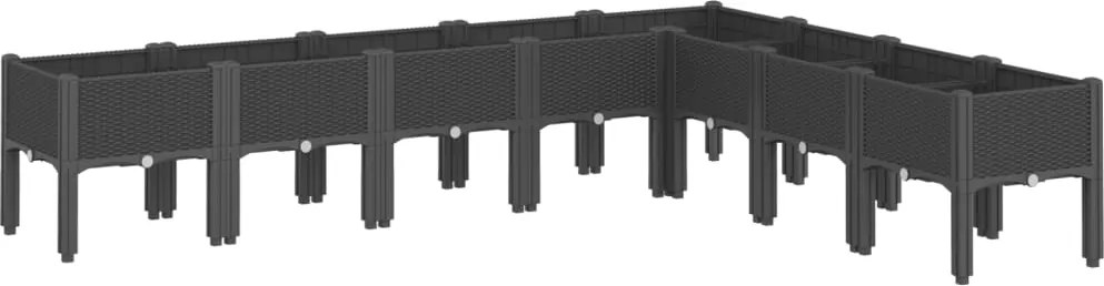vidaXL Jardinieră de grădină cu picioare, negru, 200x160x42 cm, PP