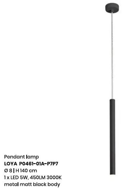 Pendul LED design minimalist LOYA, negru mat
