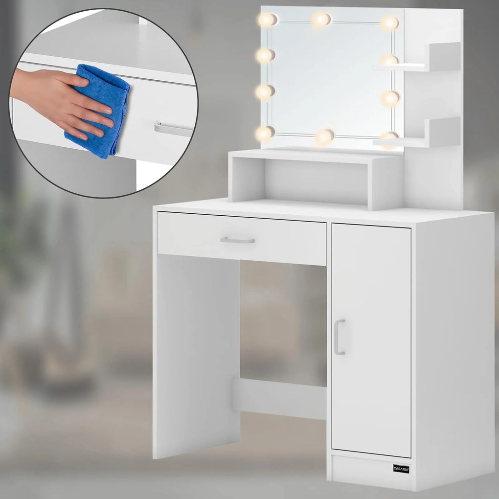 Deuba Masuta de toaleta Jocelyn cu iluminare LED 90x38x137 cm - alba