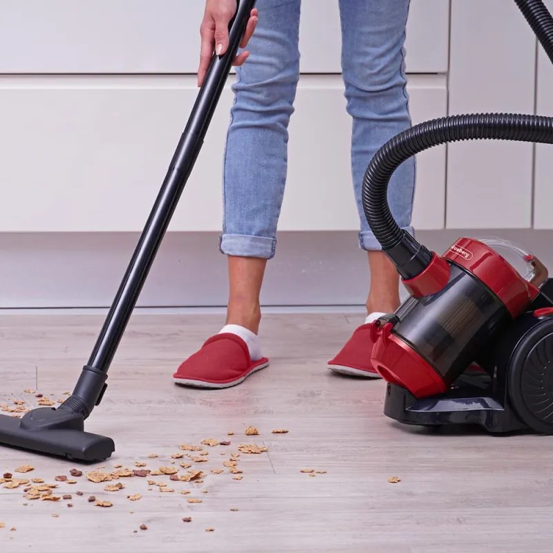 La mâna a doua: Aspirator fara sac Rosberg R51001B, 800W, HEPA, Ciclon, 2 L, Accesorii, Rosu