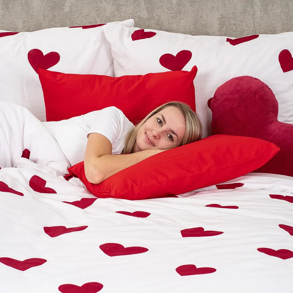 Lenjerie de pat din bumbac 4Home Red Hearts , 140x 220 cm, 70 x 90 cm, 140 x 220 cm, 70 x 90 cm