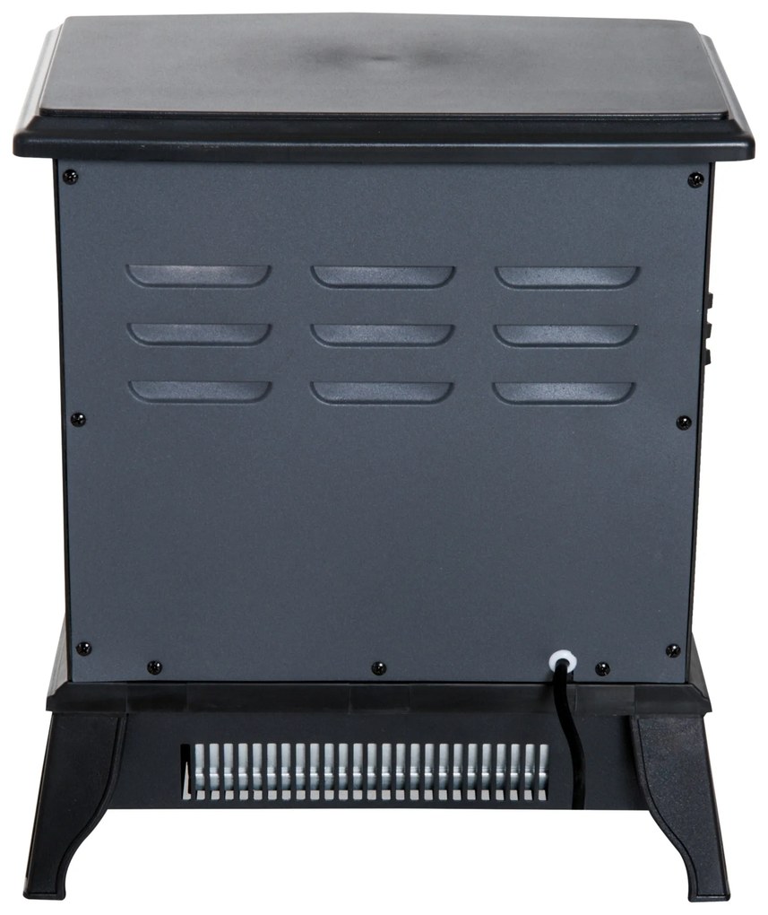 HOMCOM Șemineu Electric 1000 W/2000 W Șemineu Decorativ de podea cu Temperatură Reglabilă Flăcări LED și Protecție la Supraîncălzire pentru 15-20 ㎡ 36,5x24x46 cm Negru | Aosom Romania