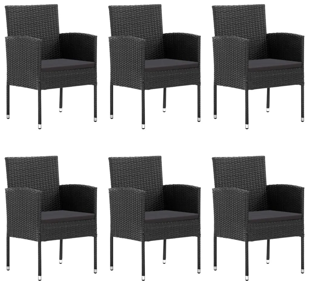 Set mobilier de gradina, 7 piese, negru