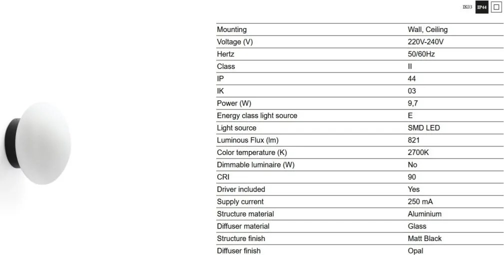 Aplica LED pentru baie IP44 NUBO D-15cm negru, alb