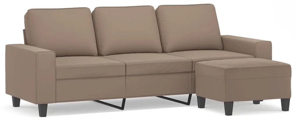 3153533 vidaXL Canapea cu 3 locuri și taburet, gri taupe, 180 cm, microfibră