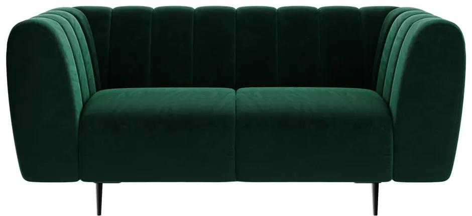 Canapea cu tapițerie din catifea Ghado Shel, 170 cm, verde închis