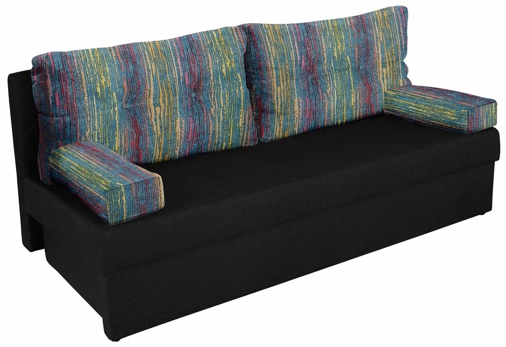 Canapea extensibila Alfi Anthracite 192x80x77 cm cu lada de depozitare, Stripes