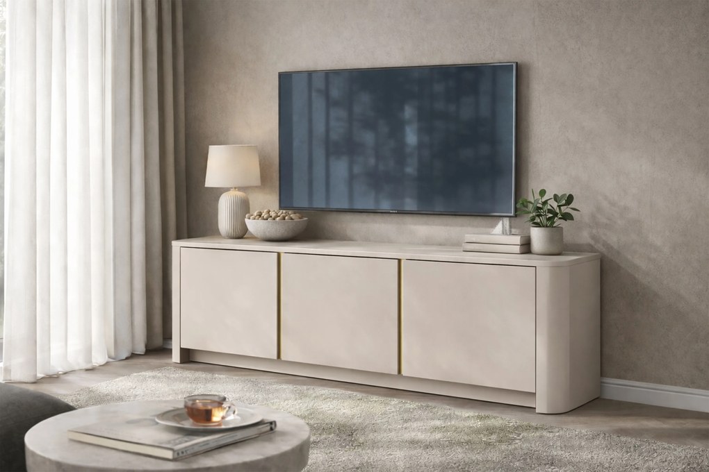 Dulap TV Sorrenti 168 cm - cashmere / auriu