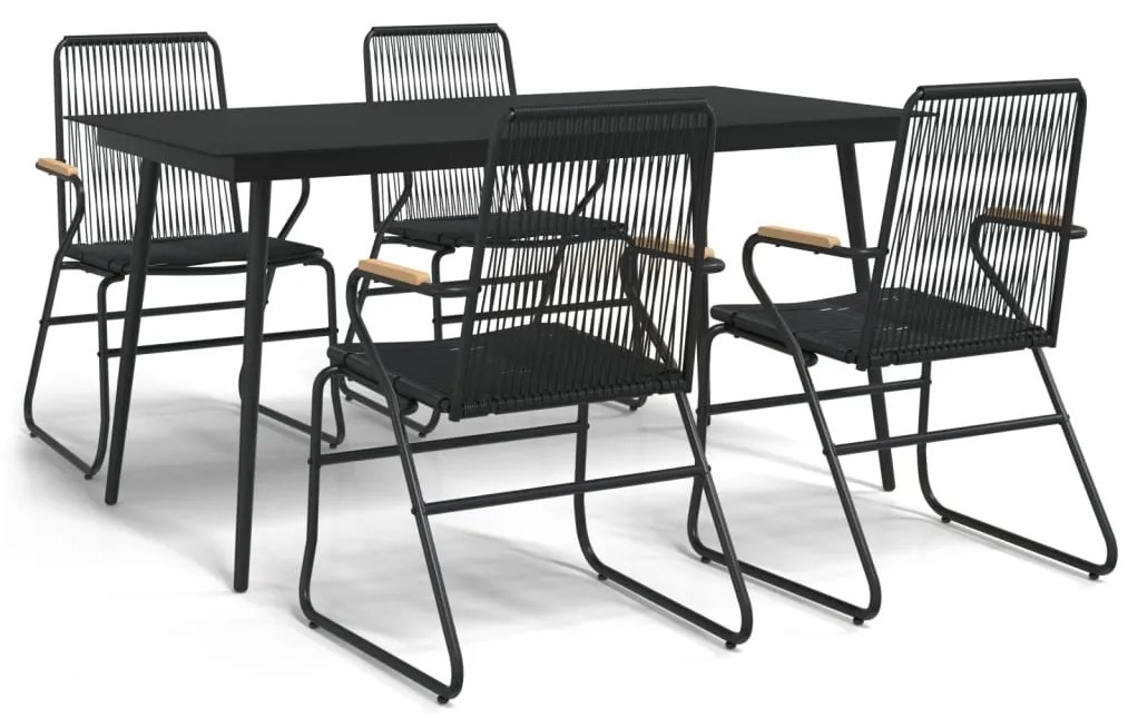 3060269 vidaXL Set mobilier de grădină, 5 piese, negru, ratan PVC