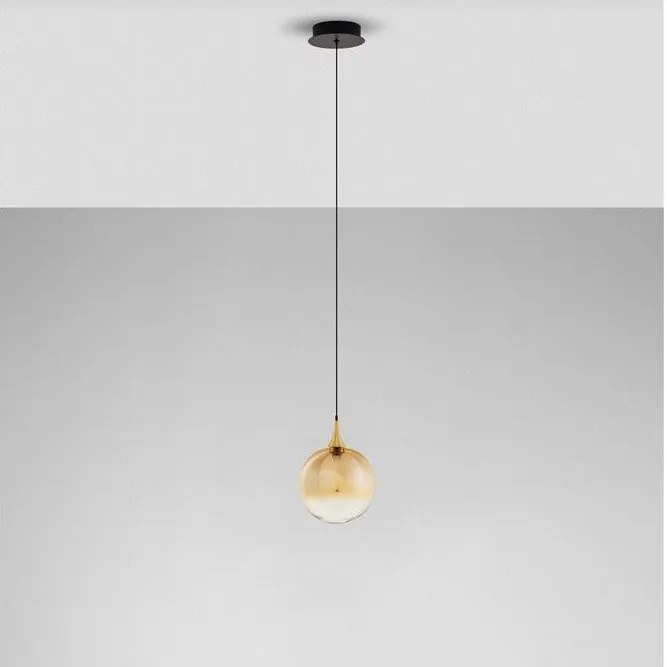 Pendul LED modern, Metal, Sticla, Champaign, ORENDA