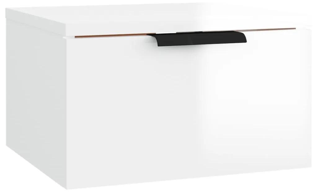Noptiere de perete, 2 buc., alb extralucios, 34x30x20 cm
