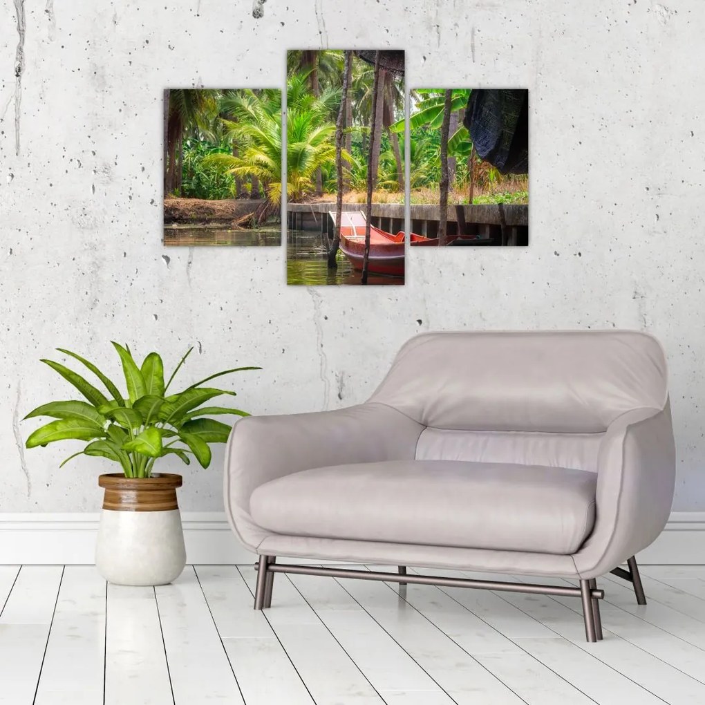 Tablou - Nava din lemn în canal , Thailand (90x60 cm)