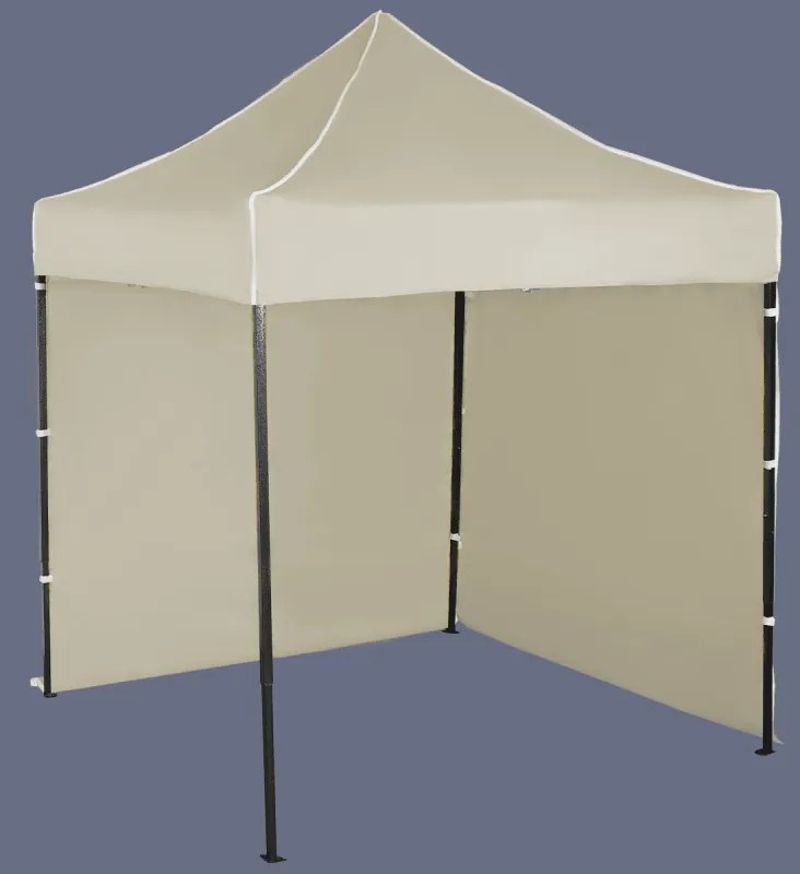 Pavilion de grădină 2x2m – din oțel, 2 pereţi laterali, Bejă