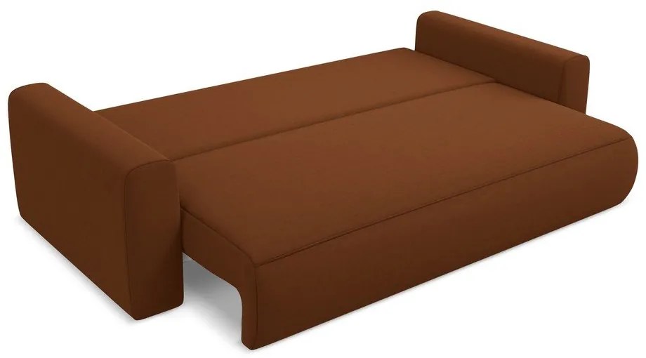 Canapea teracotă extensibilă/cu spațiu de depozitare cu tapițerie din catifea 238 cm Kapua – Makamii