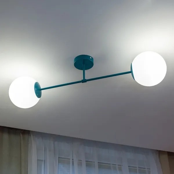Plafonieră aplicată MOON 2xE27/15W/230V turcoaz