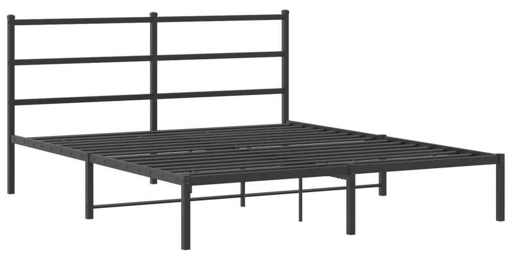 355368 vidaXL Cadru de pat metalic cu tăblie, negru, 160x200 cm