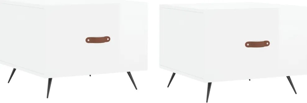 vidaXL Măsuță de cafea, 2 buc., alb extralucios, 50x50x40 cm