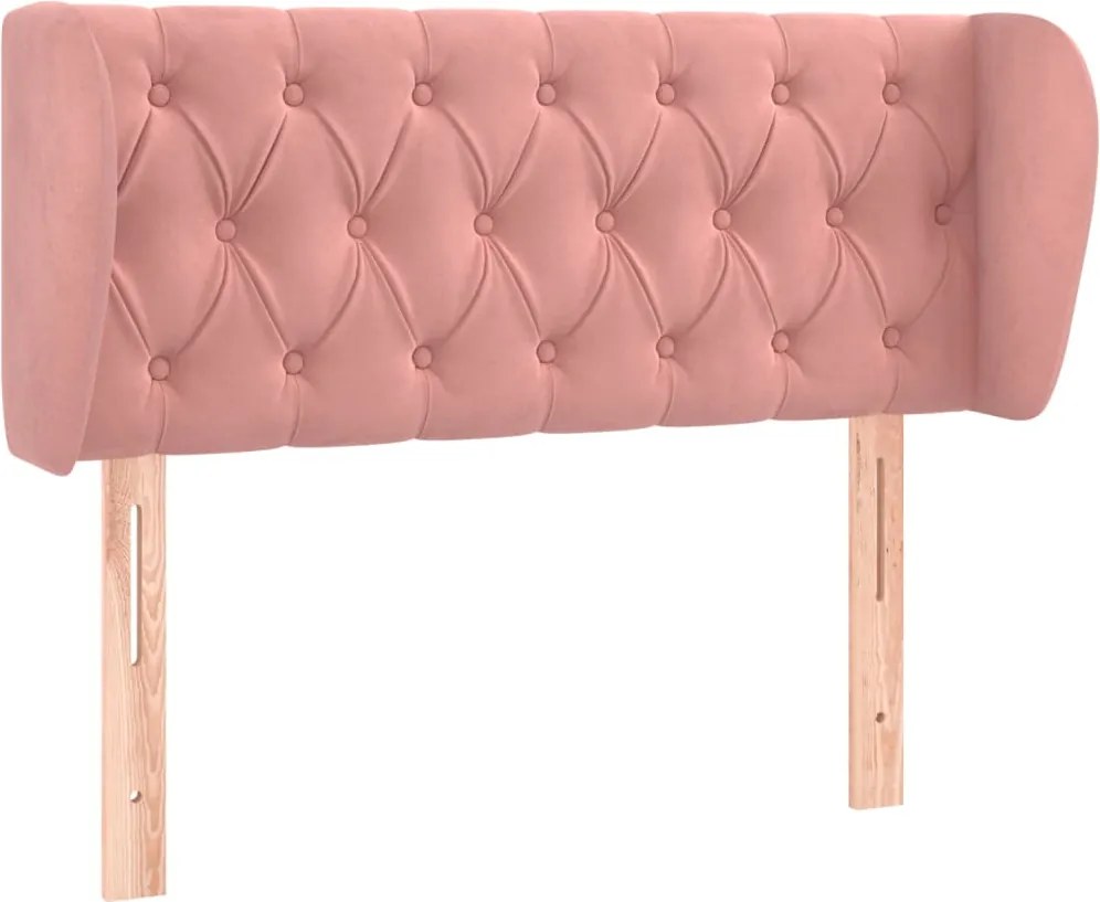 vidaXL Tăblie de pat cu aripioare roz 103x23x78/88 cm catifea