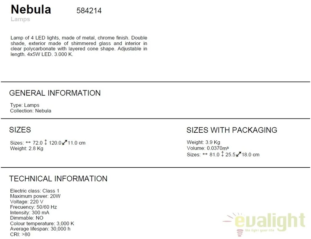 Lustra LED design modern cu 4 pendule Nebula SV-584214
