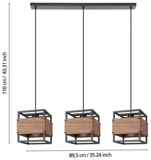 Lustră pe cablu EVESHAM 3xE27/40W/230V Eglo 43805