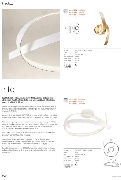 Redo 01-3613 - Plafonieră LED dimabilă IMPULS, 34W/230V, aurie