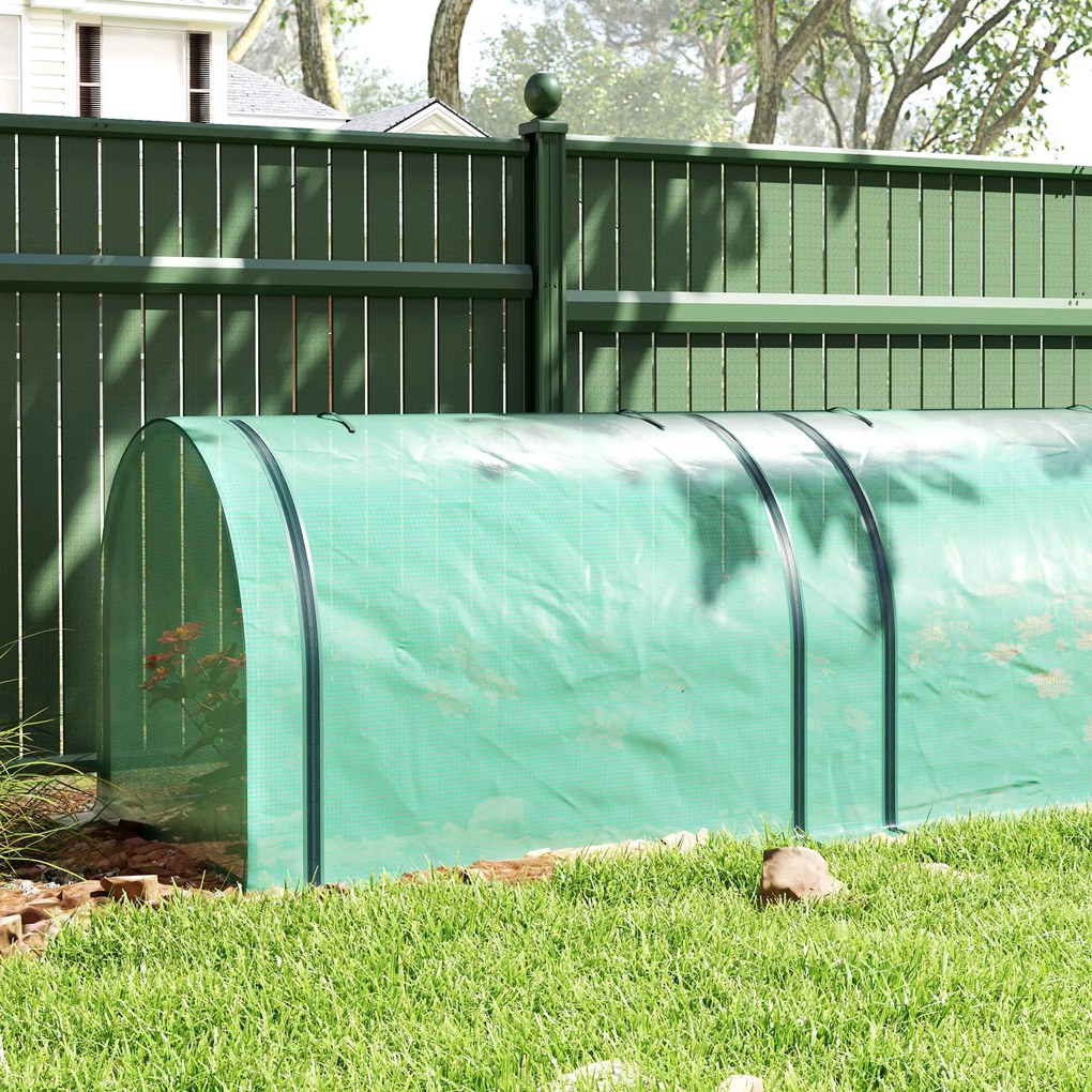 Outsunny Mini seră tunel cu acoperire PE, cadru din oțel și uși cu fermoar, Verde | Aosom Romania