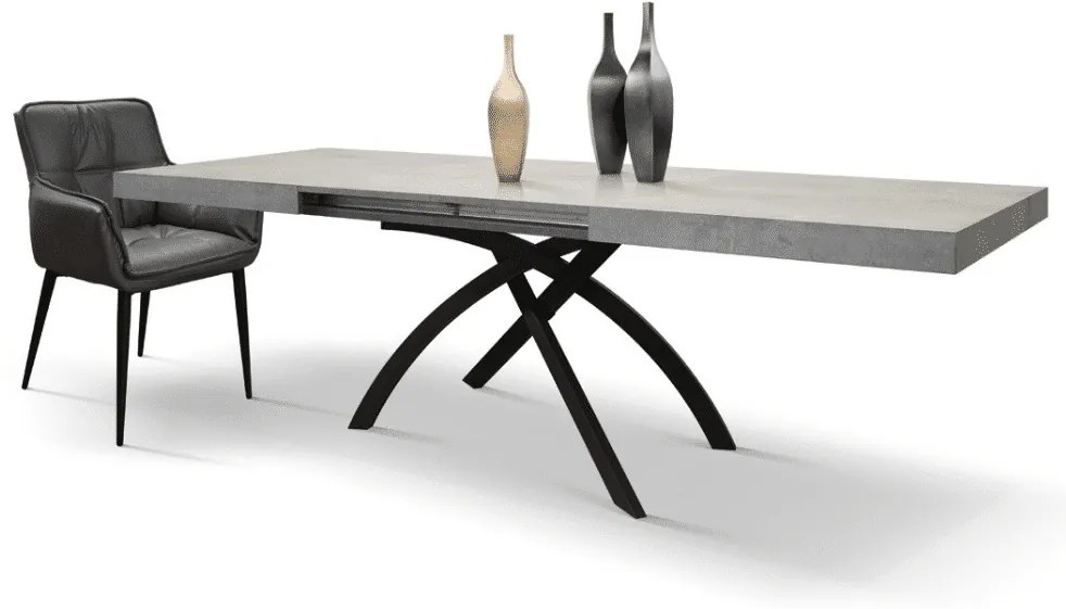 MASA CLEO EXTENSIBILA CU PICIOR METALIC - GRI CIMENT - 140 cm / 90 / h 77