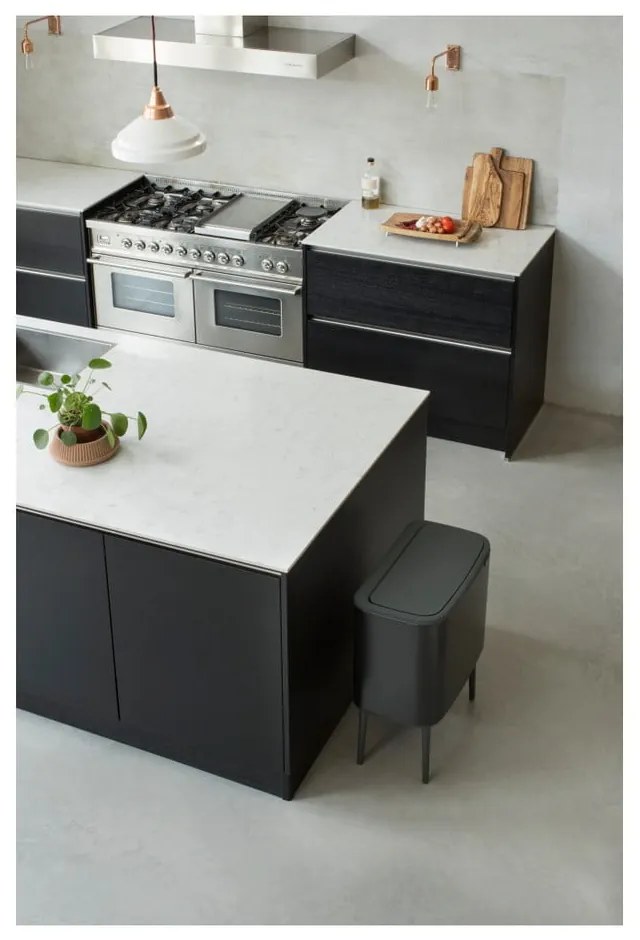 Coș de gunoi negru mat de reciclat/cu senzori de atingere din oțel 34 l Bo Touch Bin – Brabantia