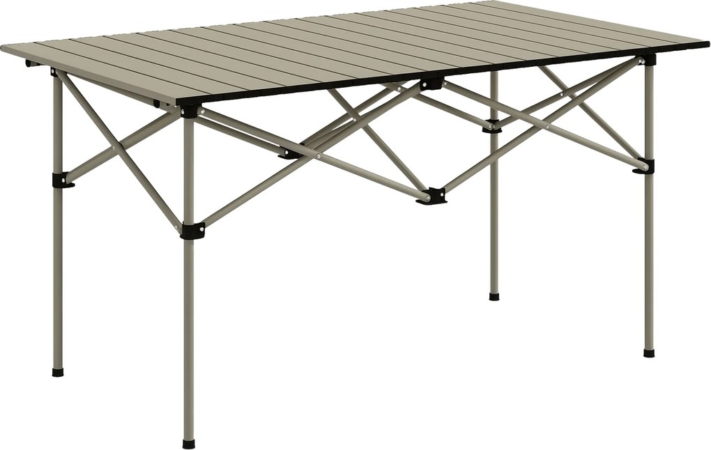 Outsunny Masă de camping pliabilă cu blat rulabil, masă de grădină din aluminiu pentru 2 persoane, 95 x 55 cm Khaki | Aosom Romania