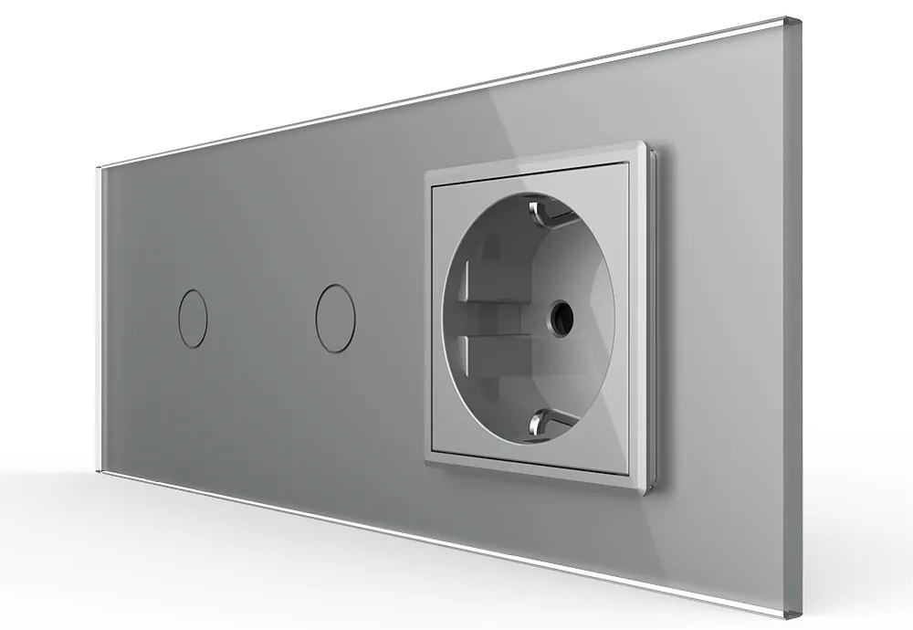 Intrerupator Simplu + Simplu + Priza LIVOLO cu Rama Din Sticla, Standard Italian, 6M