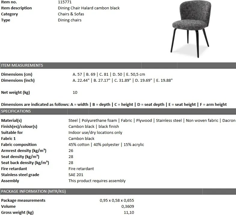 Scaun design LUX Halard, cambon negru 115771 HZ