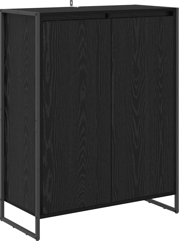 vidaXL Dulap pentru pantofi cu ușă Stejar Negru 79 x 36 x 100 cm