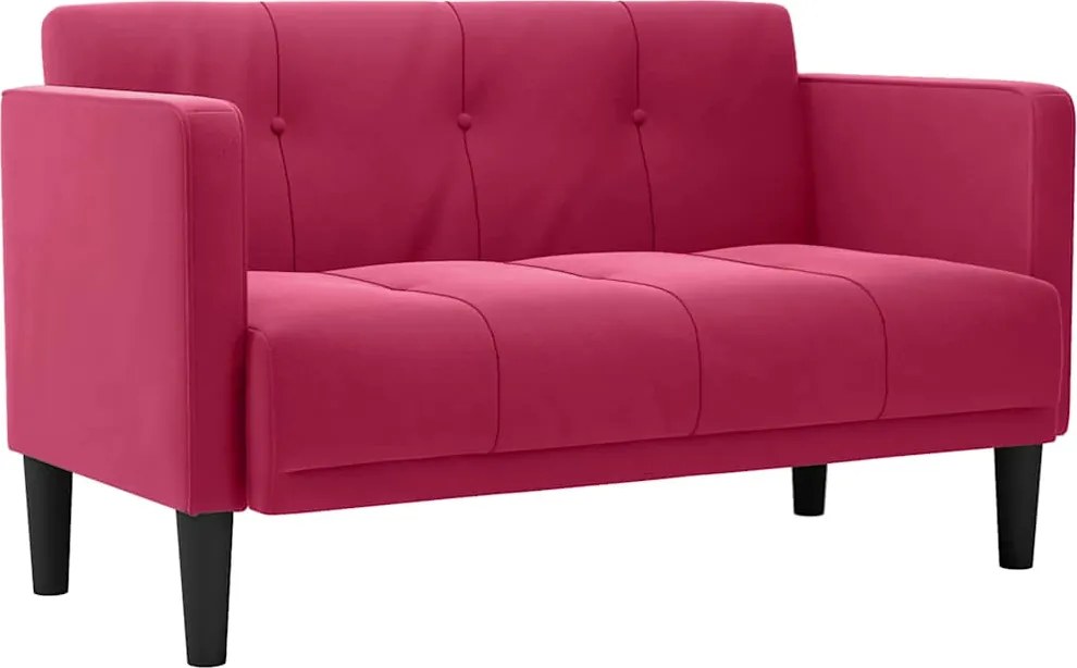 vidaXL Canapea loveseat, vin roșu, 111 cm, catifea
