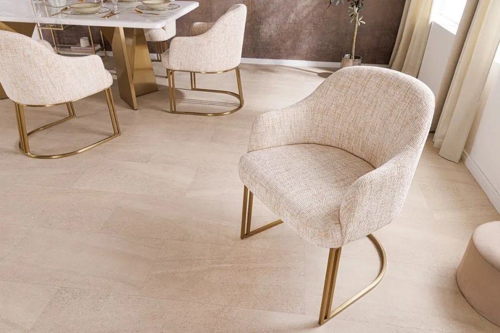 Set de 2 scaune, Stofa Chenila, Bej, EXTRAVAGANCIA, A-45927 VC