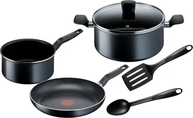 Set vase si ustensile Tefal C2678074 Starter Black, 6 piese, Acoperire cu titan, Fara PFOA, Thermo-Fusion, Thermo-Signal, Inductie, Negru