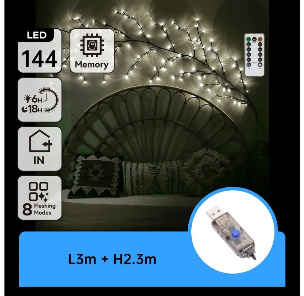 Decorațiune LED de perete Aigostar 144xLED/5W/5V alb rece