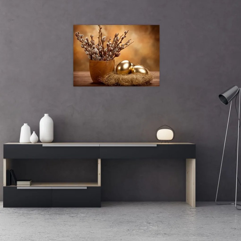 Tablou cu ou și pisicuțe (70x50 cm)