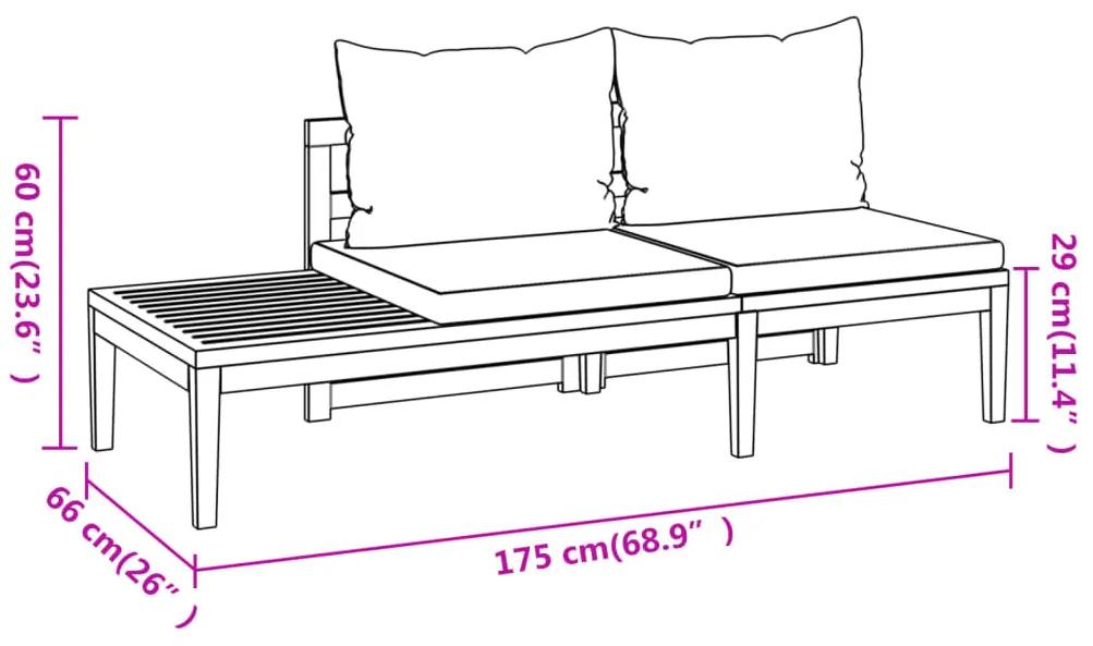 Set mobilier gradina cu perne gri inchis, 3 piese, lemn acacia Morke gra, colt + banca + masa, 1