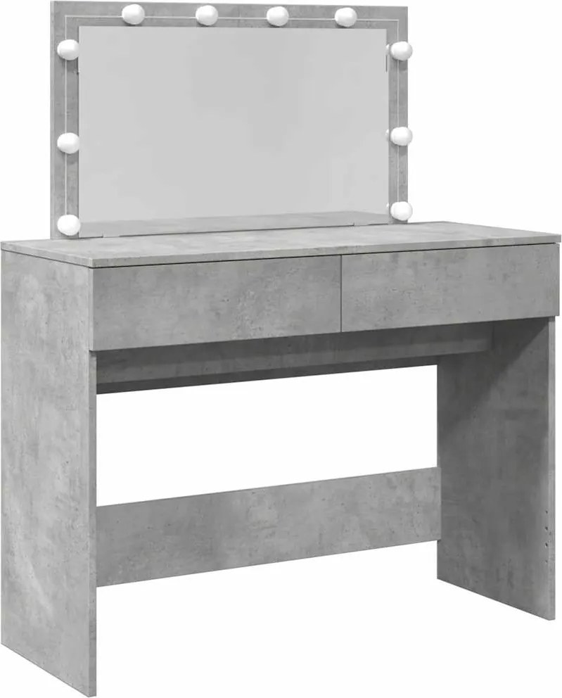 vidaXL Masă de toaletă cu LED, gri beton, 100x40x120 cm
